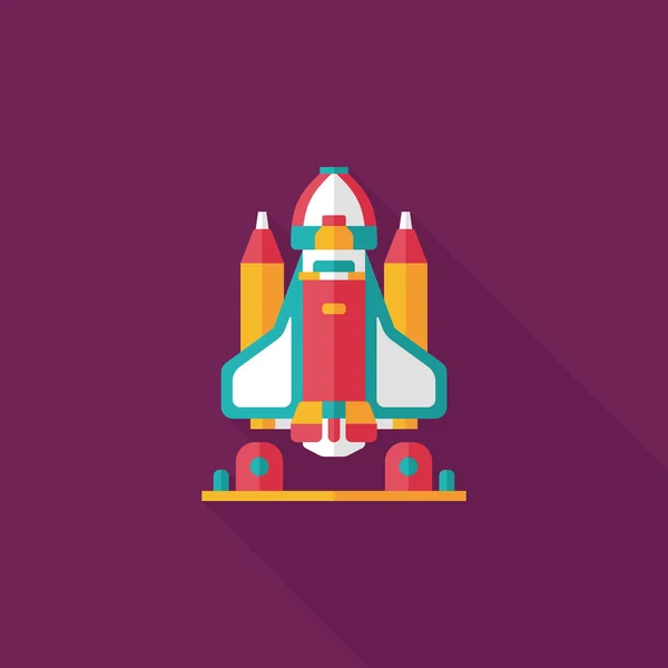 Space rocket flat icon with long shadow, eps10 — стоковый вектор