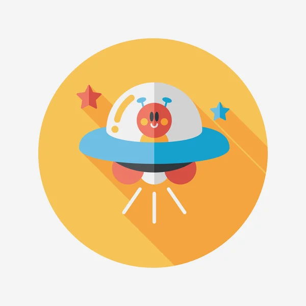 Space UFO flat icon with long shadow, eps10 — Stock Vector