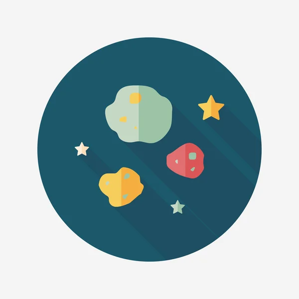 Espacio Meteorito icono plano con sombra larga, eps10 — Vector de stock