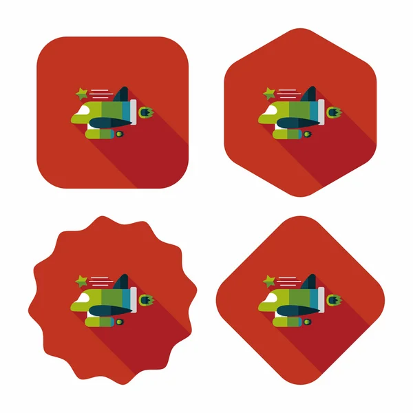 Icône plate vaisseau spatial avec ombre longue, eps10 — Image vectorielle