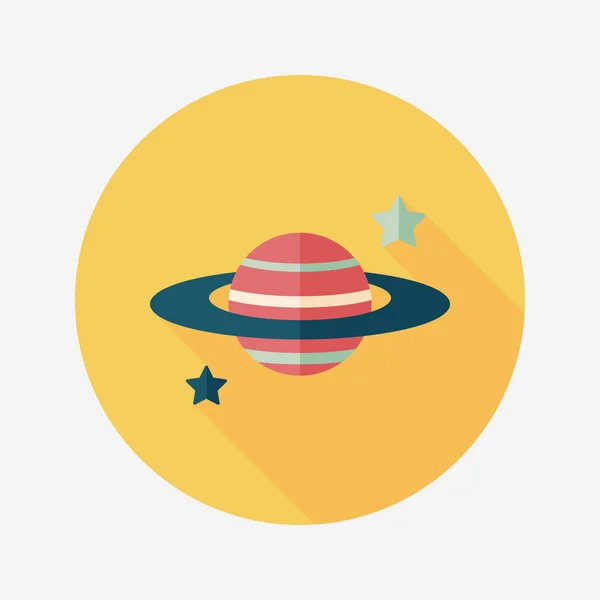 Icona del pianeta spaziale piatto con lunga ombra, eps10 — Vettoriale Stock