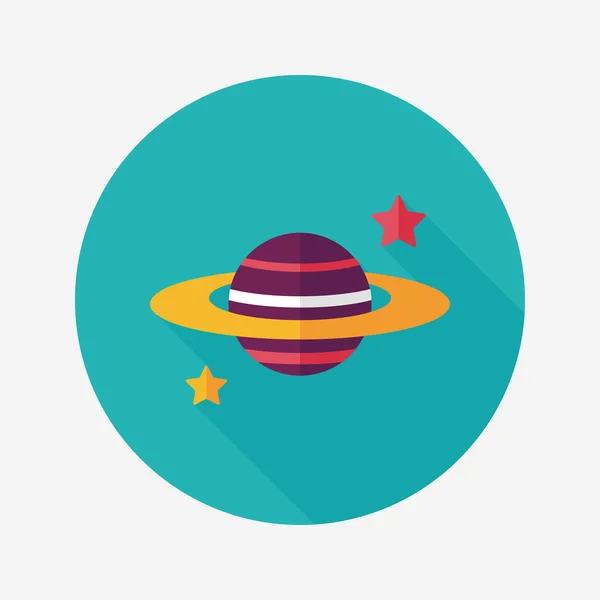 Space planet flat icon with long shadow, eps10 — стоковый вектор