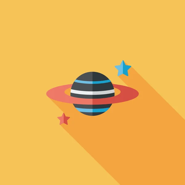 Icona del pianeta spaziale piatto con lunga ombra, eps10 — Vettoriale Stock