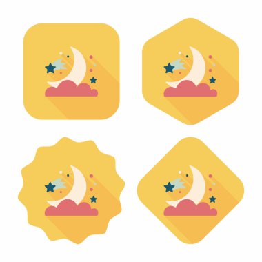 Uzay ay ve yıldız uzun gölge, eps10 düz simgesi