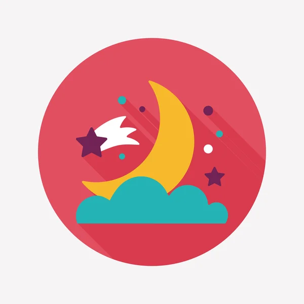 Space moon and star flat icon with long shadow, eps10 — стоковый вектор