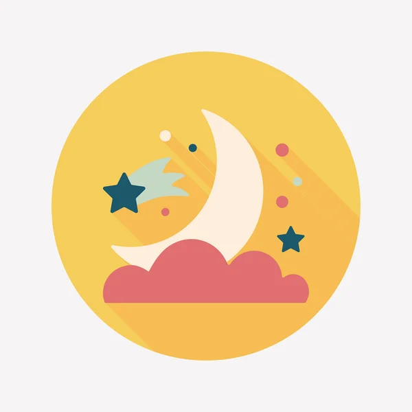 Space moon and star flat icon with long shadow, eps10 — стоковый вектор