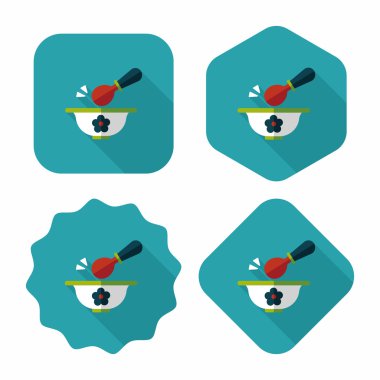 Bebek gıda kase düz simgesiyle uzun gölge, eps10