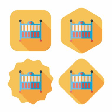 Bebek beşik yatak düz simgesiyle uzun gölge, eps10