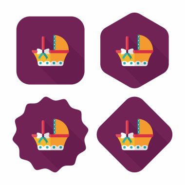 Bebek beşik yatak düz simgesiyle uzun gölge, eps10