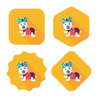 Bebek çıngırağı düz simgesi ile uzun gölge, eps10