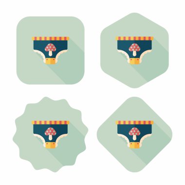 Bebek bezi düz simgesi ile uzun gölge, eps10