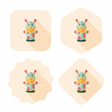 zürafa El kuklası düz simgesi ile uzun gölge, eps10