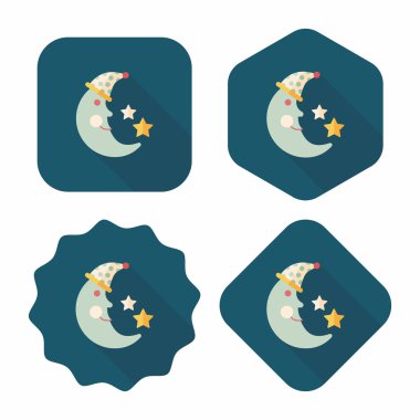 Uzun Gölge, eps10 düz simgesiyle ay ve yıldız