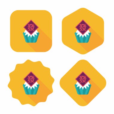 Çin yeni yılı düz uzun gölge, eps10, Çinli Buhar simgesi