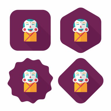 Çin yeni yılı uzun gölge, eps10, Maitreya bez bebek ile düz simgesi