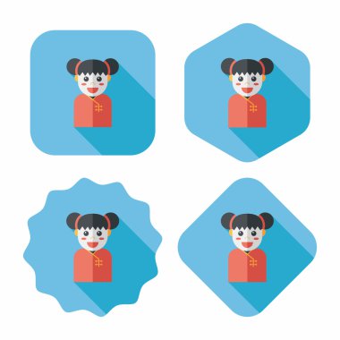 Çin yeni yılı kız uzun gölge, eps10 düz simgesiyle