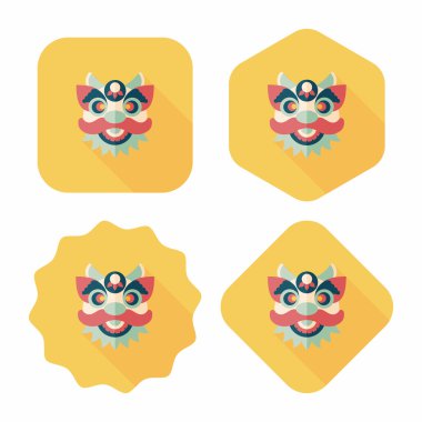 Çin yeni yılı düz simgesi ile uzun gölge, eps10, dragon ve