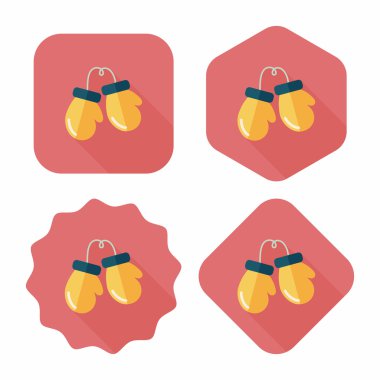 Boks eldivenleri düz simgesi ile uzun gölge, eps10