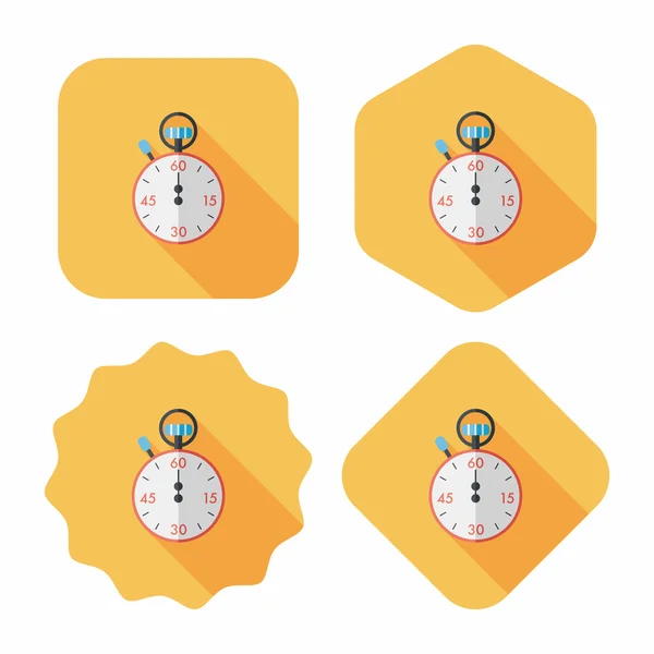 Icona piatta del cronometro con lunga ombra, eps10 — Vettoriale Stock