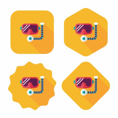 maske ve şnorkel düz simgesi ile uzun gölge, eps10