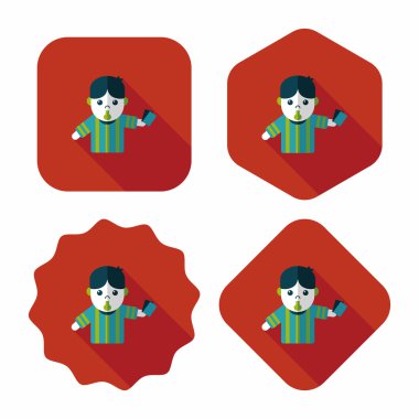 Futbol hakem düz simgesi ile uzun gölge, eps10