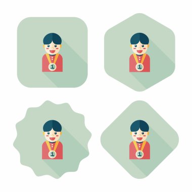 kazanan çocuk düz simgesi ile uzun gölge, eps10