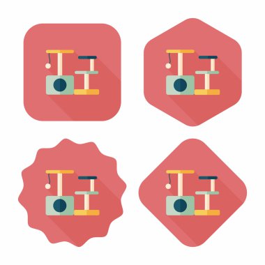 Evde beslenen hayvan kedi ağaç uzun gölge, eps10 düz simgesiyle