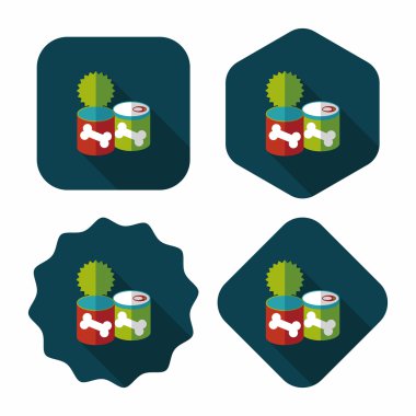 Evde beslenen hayvan köpek maması can düz uzun gölge, eps10 simgesi