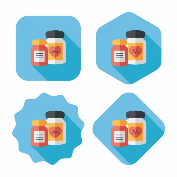 Suplementos droga icono plano con sombra larga, eps10 — Vector de stock