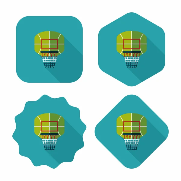 Baloncesto tablero plano icono con sombra larga, eps10 — Vector de stock