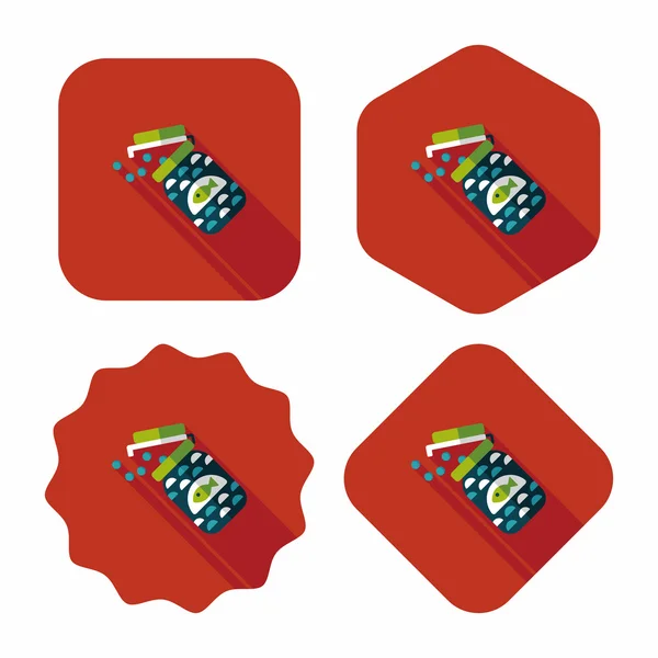 Pet fish feed icône plate avec ombre longue, eps10 — Image vectorielle