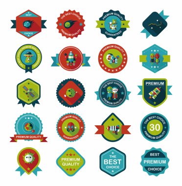 Uzay rozet afiş düz tasarım arka plan ayarlamak, eps10