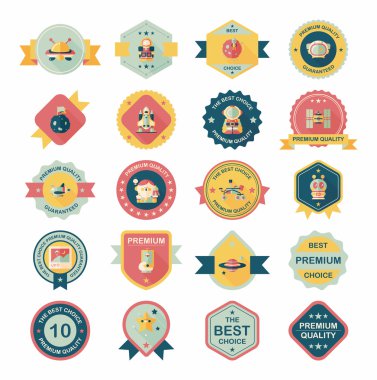 Uzay rozet afiş düz tasarım arka plan ayarlamak, eps10