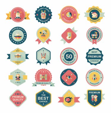 Uzay rozet afiş düz tasarım arka plan ayarlamak, eps10