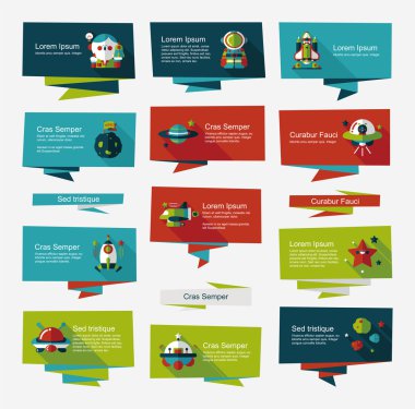 Uzay afiş düz tasarım arka plan ayarlamak, eps10