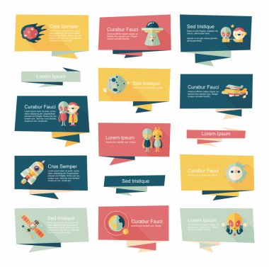 Uzay afiş düz tasarım arka plan ayarlamak, eps10