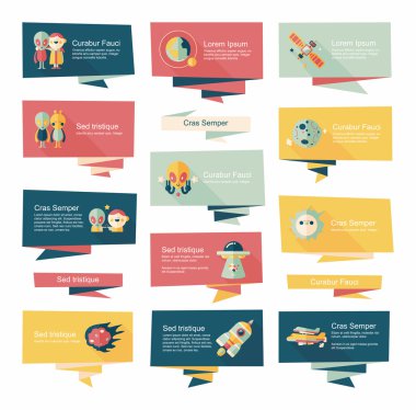 Uzay afiş düz tasarım arka plan ayarlamak, eps10