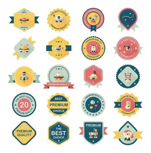 Utrymme badge banner platt design bakgrund set, eps10 — Stock vektor