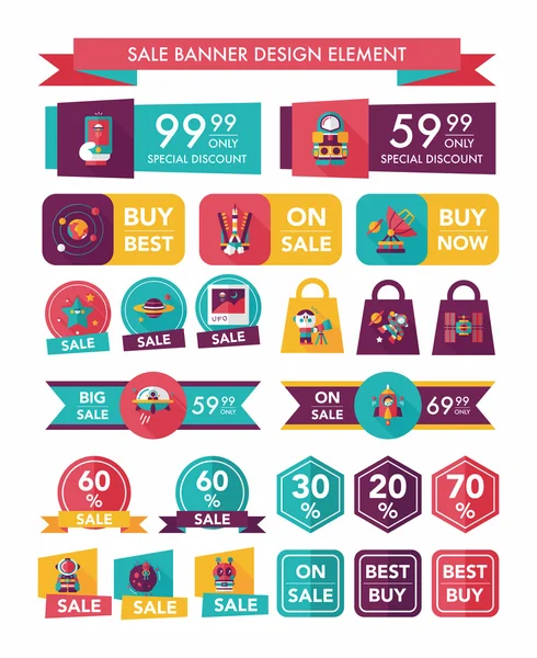 Ensemble de fond plat de conception de bannière de vente d'espace, eps10 — Image vectorielle