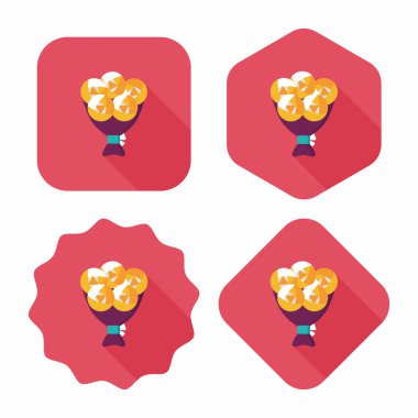 Sevgililer Günü çiçekleri uzun gölgeli düz ikon, eps10