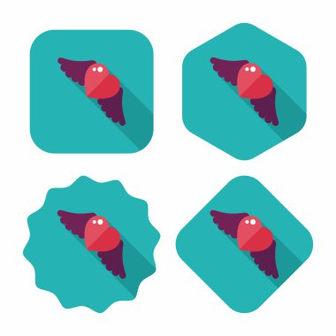 Sevgililer günü aşk kalp düz simgesi ile uzun gölge, eps10