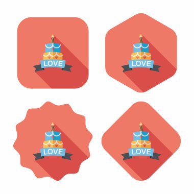 Uzun Gölge, eps10 ile Sevgililer günü pastası düz simgesi