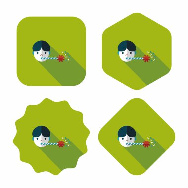 Doğum günü partisi düz simgesi ile uzun gölge, eps10birthday parti fl