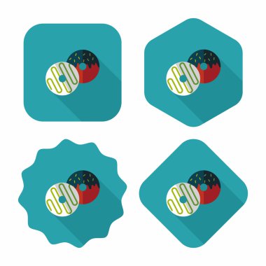 Donut düz simgesi ile uzun gölge, eps10