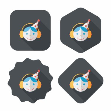 verjaardag partij jongen platte pictogram met lange schaduw, eps10