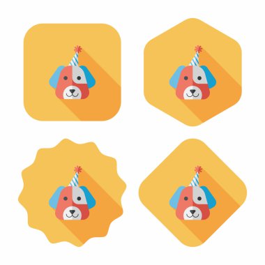 köpek doğum düz simgesi ile uzun gölge, eps10