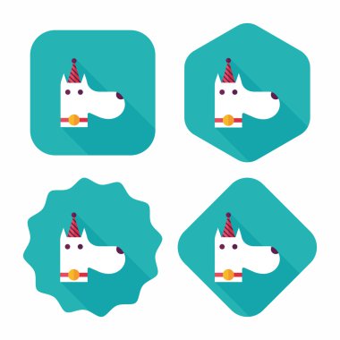 köpek doğum düz simgesi ile uzun gölge, eps10