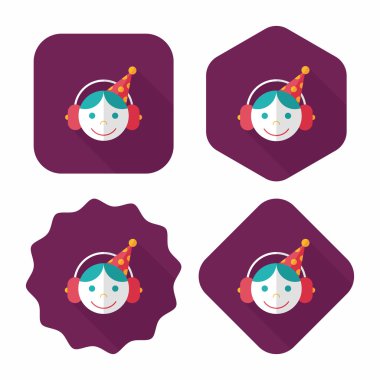 verjaardag partij jongen platte pictogram met lange schaduw, eps10