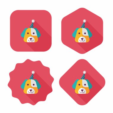 köpek doğum düz simgesi ile uzun gölge, eps10