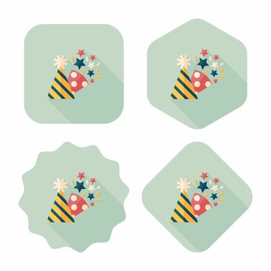 doğum günü partisi şapka düz simgesiyle uzun gölge, eps10